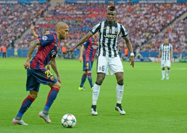 BERLIN, GERMANY - 6 Haziran 2015: Olympiastadion 'da Juventus Torino ve FC Barcelona arasında oynanan 2014 / 15 UEFA Şampiyonlar Ligi Finali sırasında çekilmiştir..