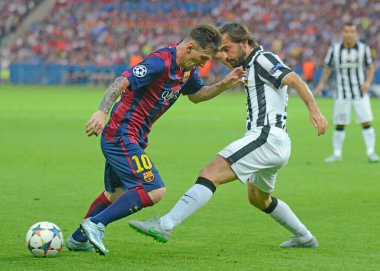 BERLIN, GERMANY - 6 Haziran 2015: Olympiastadion 'da Juventus Torino ve FC Barcelona arasında oynanan 2014 / 15 UEFA Şampiyonlar Ligi Finali sırasında çekilmiştir..