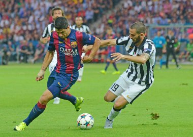 BERLIN, GERMANY - 6 Haziran 2015: Olympiastadion 'da Juventus Torino ve FC Barcelona arasında oynanan 2014 / 15 UEFA Şampiyonlar Ligi Finali sırasında çekilmiştir..