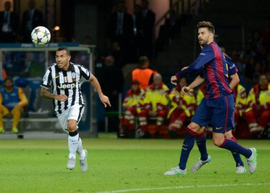 BERLIN, GERMANY - 6 Haziran 2015: Olympiastadion 'da Juventus Torino ve FC Barcelona arasında oynanan 2014 / 15 UEFA Şampiyonlar Ligi Finali sırasında çekilmiştir..