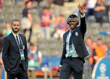 BERLIN, GERMANY - 6 Haziran 2015: Olympiastadion 'da Juventus Torino ve FC Barcelona arasında oynanan 2014 / 15 UEFA Şampiyonlar Ligi Finali sırasında çekilmiştir..