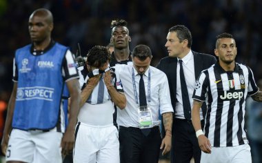 BERLIN, GERMANY - 6 Haziran 2015: Olympiastadion 'da Juventus Torino ve FC Barcelona arasında oynanan 2014 / 15 UEFA Şampiyonlar Ligi Finali sırasında çekilmiştir..