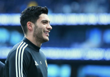 LONDON, ENGLAND - MArch 1, 2020: Wolverhampton 'dan Raul Jimenez Tottenham Hotspur FC ile Wolverhampton FC arasında oynanan 2020 / 21 Premier League maçı sırasında Tottenham Hotspur Stadyumu' nda çekilmiştir..