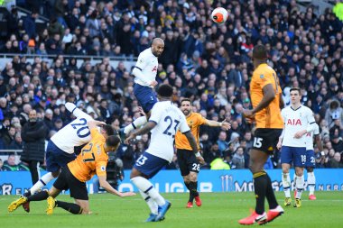 LONDON, ENGLAND - MArch 1, 2020: Tottenham 'dan Lucas Moura Tottenham Hotspur FC ile Wolverhampton FC arasında oynanan 2020 / 21 Premier League maçı sırasında Tottenham Hotspur Stadyumu' nda çekilmiştir..