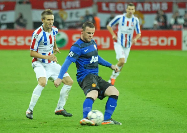 Bucharest Rumunsko 2011 Wayne Rooney United Vyobrazen Během Utkání Ligy — Stock fotografie