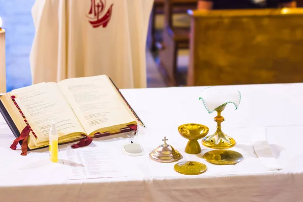 Kerk Wordt Wijn Het Bloed Van Christus Gastheer Wordt Het — Stockfoto