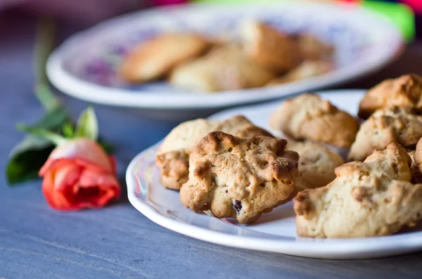 Biscuits, flocons de maïs et raisins secs — Photo