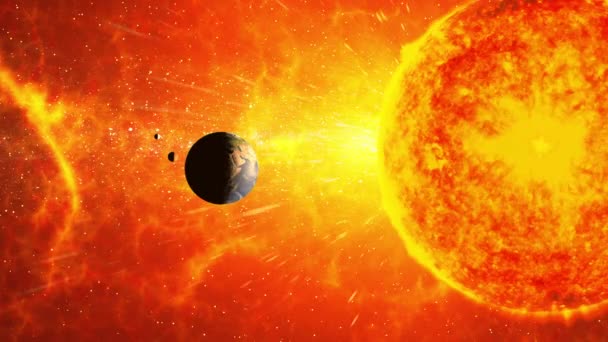 Soleil Chaud Terre Terre Dans Espace — Video