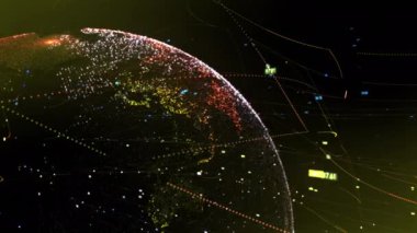 Modern parçacık ızgarası ile uzayda dijital dünya 