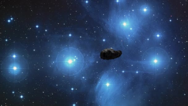 Yıldızlararası Göktaşı Oumuamua Pleiades Yıldız Kümesinden Geliyor Oumuamua Model Fotoğraf — Stok video