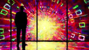 Veri ikili hiperuzay tünelinde bir adam