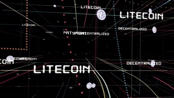 Litecoin Criptomoeda Tecnologia Fundo — Vídeo de Stock