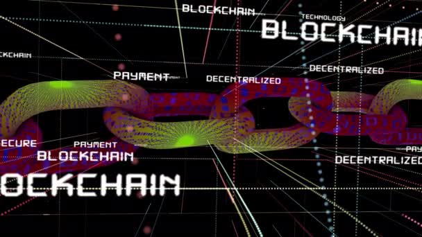 Matriz Cadena Bloques Cuadrícula Con Cadena Binaria — Vídeo de stock