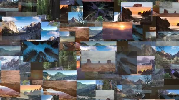 Scenic America Film Quilt Collage Compilation America Beautiful Places — Stock Video