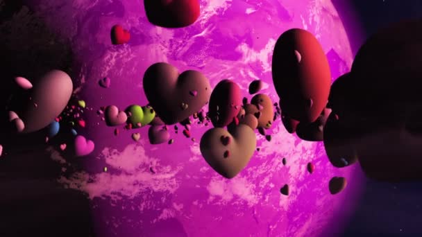 カラフルなハート Emojidex 絵文字デックス 地球上の空間 — ストック動画