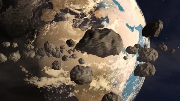 Asteroïden Ruimte Die Naar Aarde Vallen — Stockvideo
