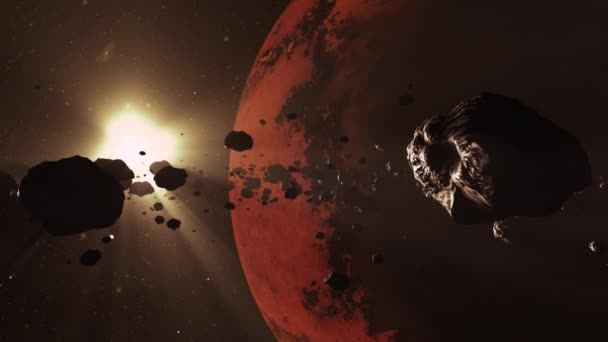 带火星和太阳的小行星带 — 图库视频影像