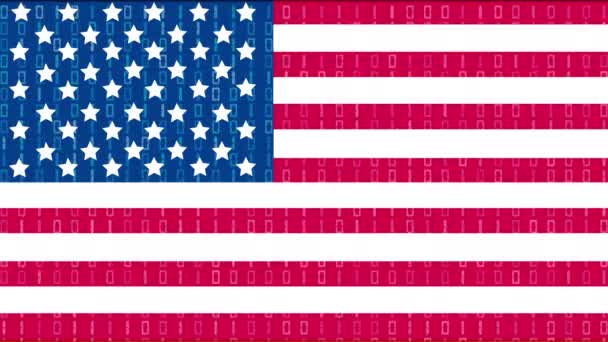 Amerikanische Flagge Mit Big Brother Datenüberwachung Spionageauge — Stockvideo