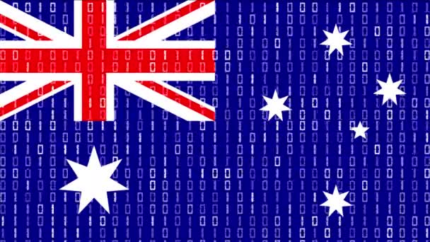 Bandera Australiana Con Código Binario Para Era Digital Hoy Clip De Vídeo