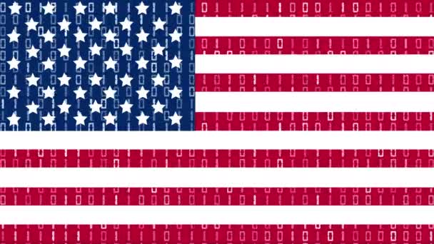 Amerikanische Flagge Mit Binärcode Für Das Digitale Zeitalter Von Heute Lizenzfreies Stock-Filmmaterial