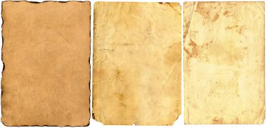 Eski gazeteden üç sayfa. Kağıt dokusu, boş boşluk.