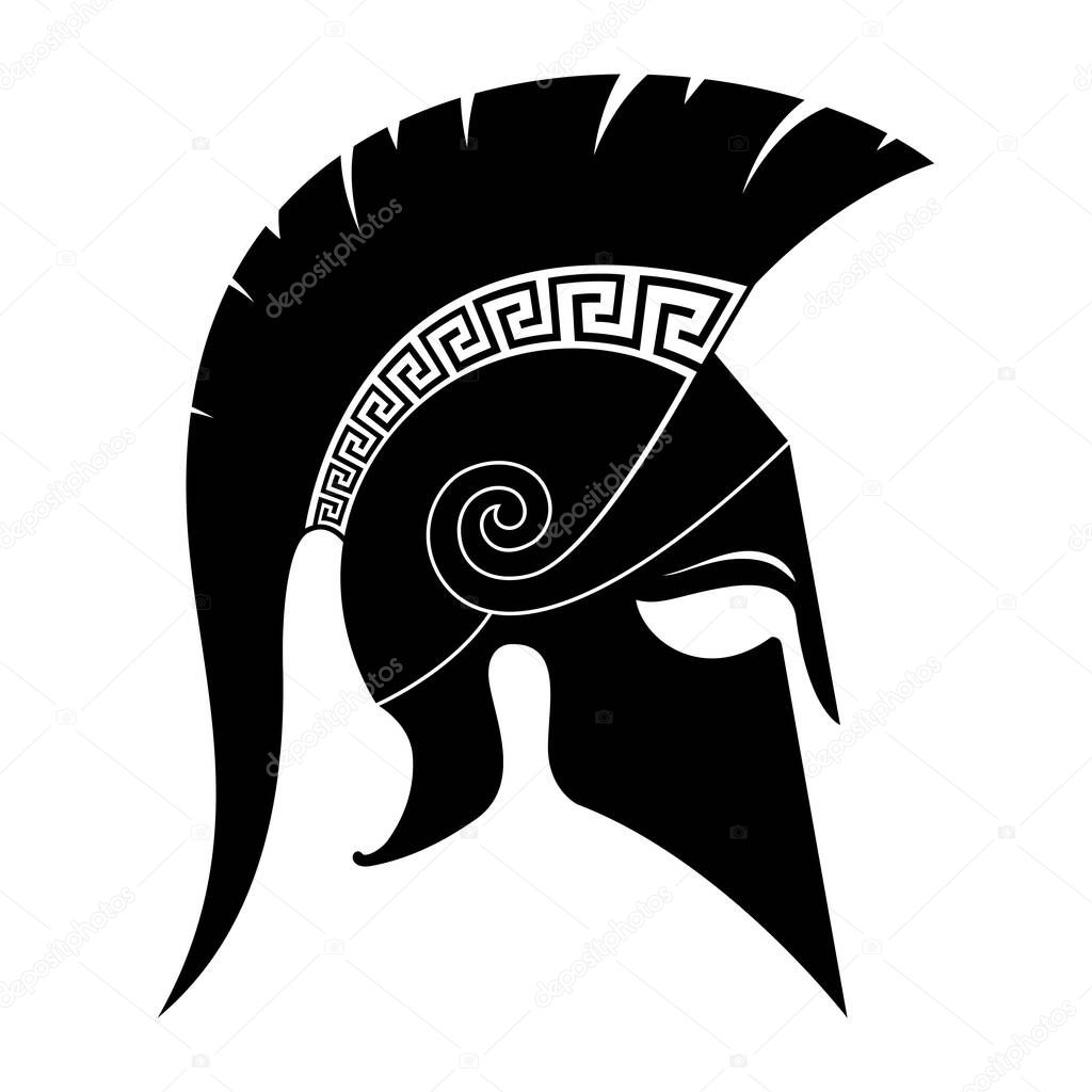 Black spartan helmet icon. Vector illustration.
