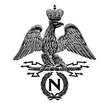 Napolyon 'un çelengi ile Fransız İmparatorluk Kartalı, N. Vintage vektör çizimi.