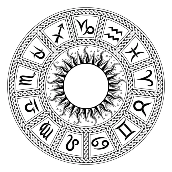 Ζωδιακός Κύκλος Αστρολογικά Σύμβολα Σημάδια Του Ζωδιακού Κύκλου Εικονογράφηση Vector — Διανυσματικό Αρχείο