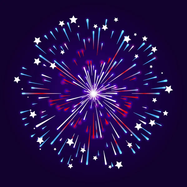 Πυροτέχνημα Έσκασε Αστέρια Ημέρα Ανεξαρτησίας — Διανυσματικό Αρχείο