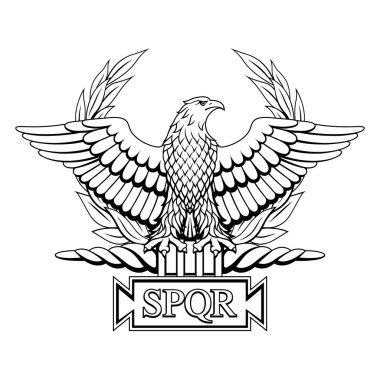 Üzerinde S.P.Q.R. yazan Roma Kartalı. - Senatus Populus Que Romanus, İtalyanca 'da 