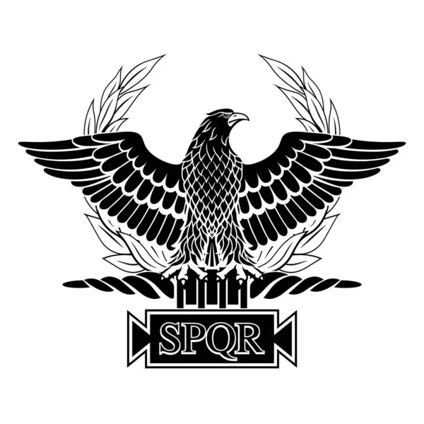 Roman Eagle Inscription Senatus Populus Que Romanus Italian Means Senate — Stock Vector