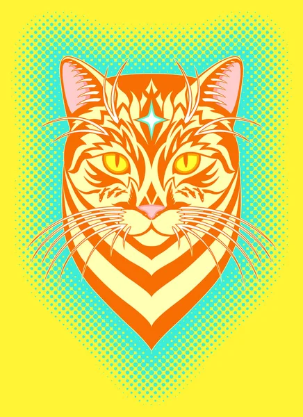 Red Cat Drawing Pop Art Style Colorful Vector Illustration — Stock Vector