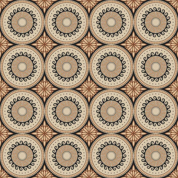 Abstraktes Nahtloses Kreisförmiges Antikes Muster Für Tapetendesign — Stockvektor