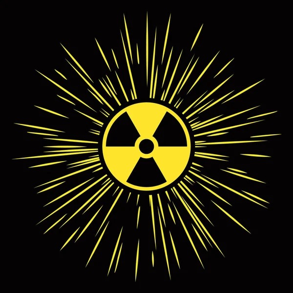 Symbol Ionizing Radiation Radioactive Rays Yellow Black Background — Stock Vector
