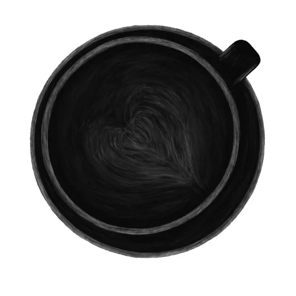 Sztuka Latte Serce Czarny Reklama Ciemna Ilustracja — Zdjęcie stockowe