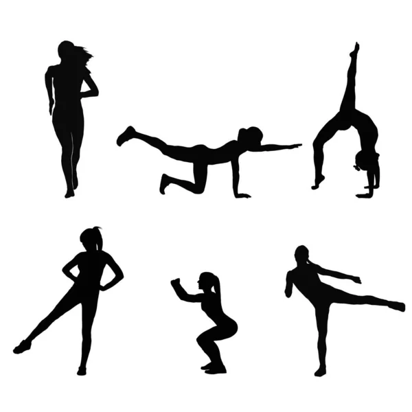 Silhouetten Von Fitness Girls lizenzfreie Stockfotos