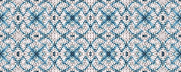 Modèle Bleu Ethnique Style Géométrique Tuile Aquarelle Modèle Sans Couture — Photo