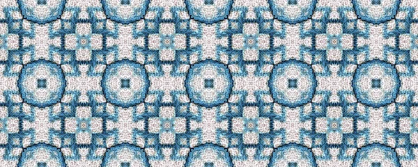 Niebieski Wzór Etniczny Styl Geometrii Płytka Akwarelowa Płynny Wzór Kolorowe — Zdjęcie stockowe