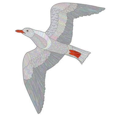 Yüksek detayları ile uçan martı.