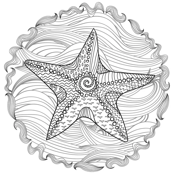 Estrella de mar con grandes detalles . — Vector de stock