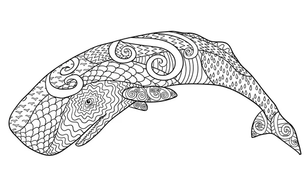 Hand drawn whale for anti stress Coloring Page.