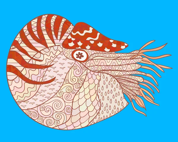 Nautilus avec des détails élevés . — Image vectorielle