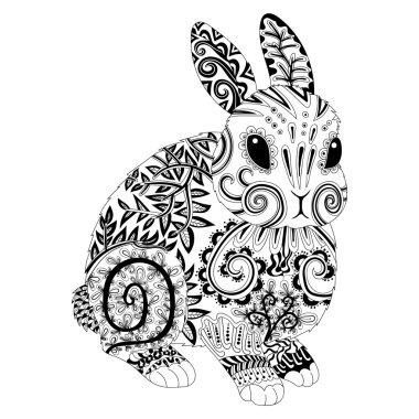 Yüksek detay tavşan zentangle tarzı desenli.