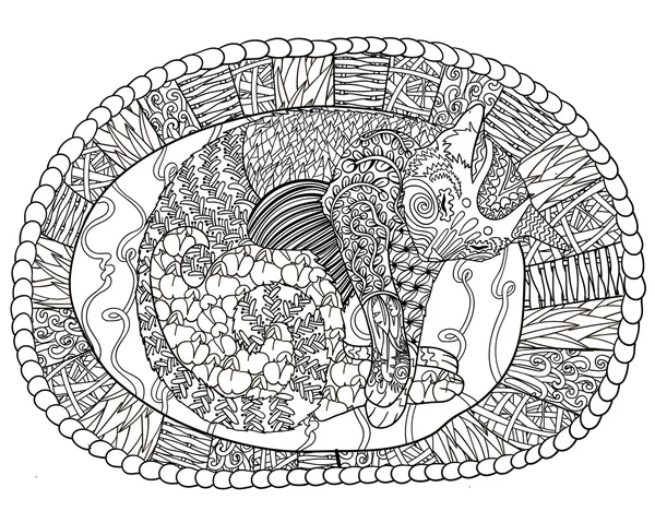 Детальная иллюстрация спящей кошки . — стоковый вектор