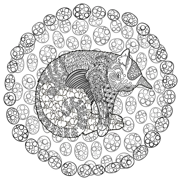 Detailní ilustrace spící kočky. — Stockový vektor
