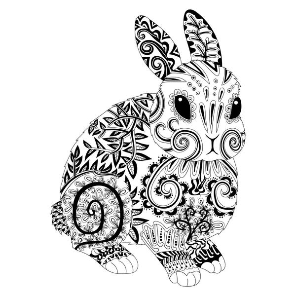 Lapin à motifs en détail dans le style zentangle . — Image vectorielle