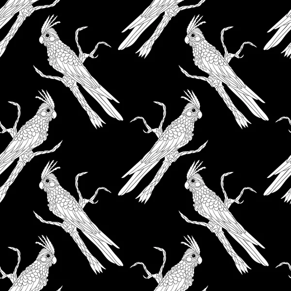 Hohes detailliertes, nahtloses Muster mit Corella Papagei — Stockvektor