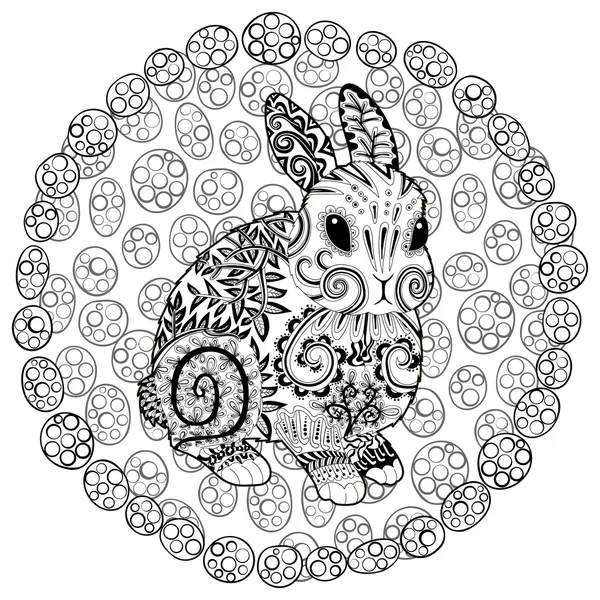 Hoge detail patroon konijn in zentangle stijl. — Stockvector