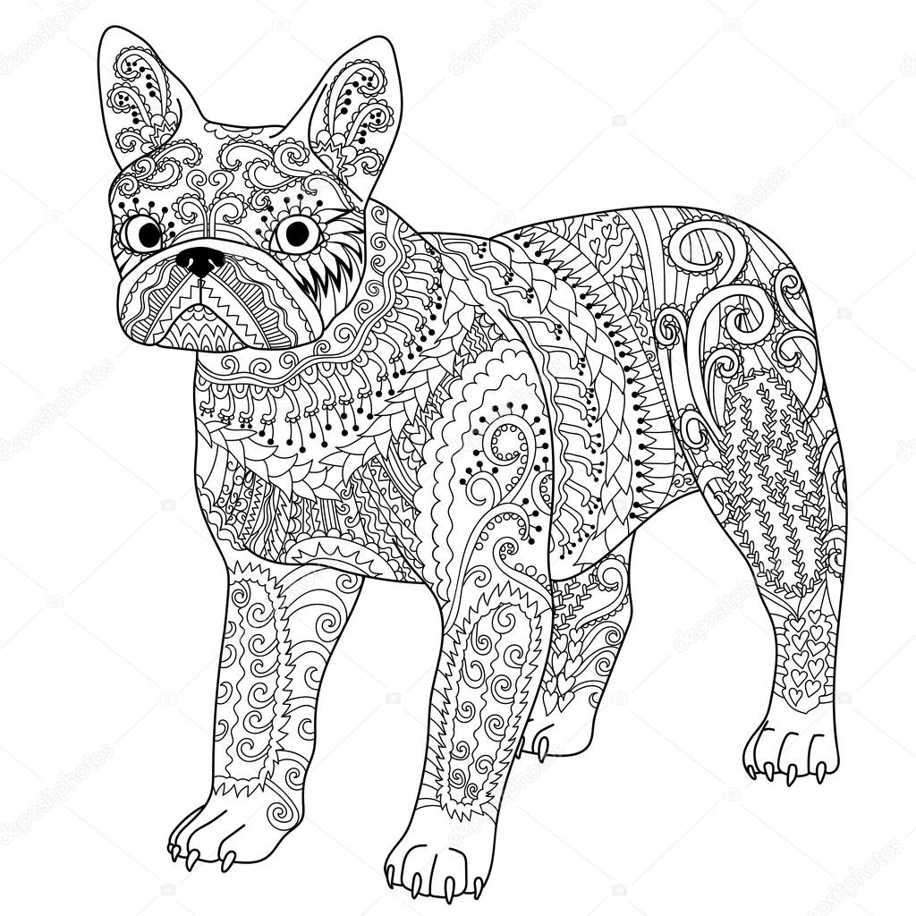 Hoge Detail Patroon Franse Bulldog Stockvector Lezhepyoka 117333192