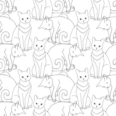 Siyah ve beyaz kedi ile seamless modeli.